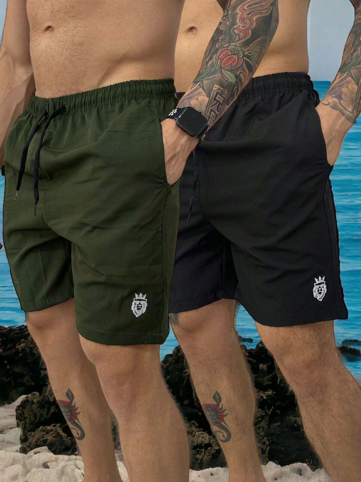 Compre 1 Leve 2 Shorts Masculino Elastano Liso Dublin