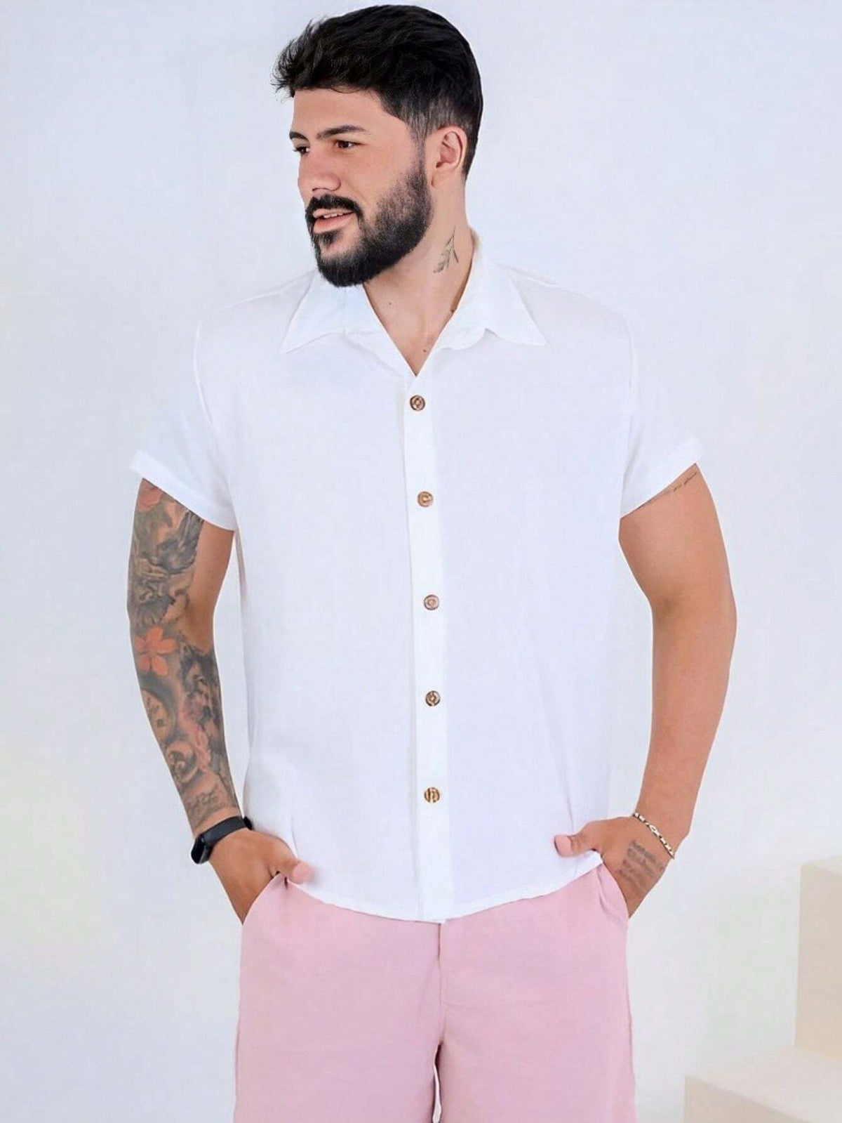 Camisa Masculina Estilo Social Viscolinho