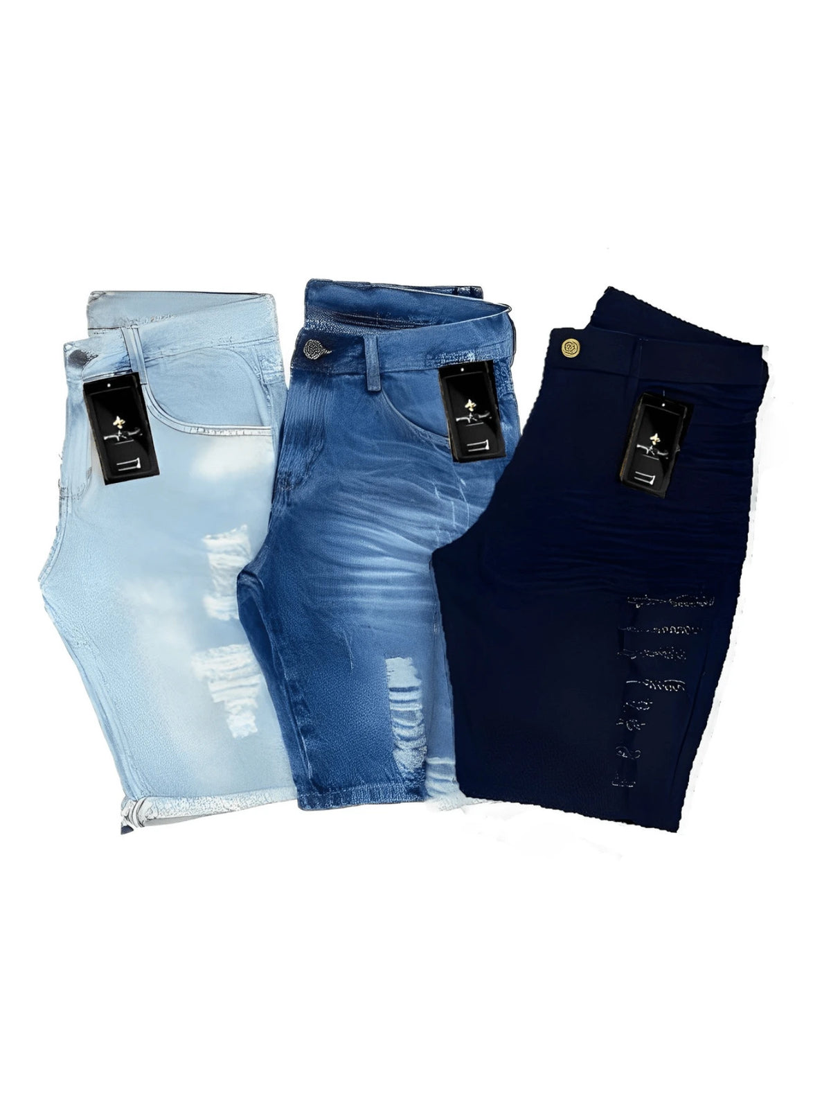 Compre 2 Leve 3 Bermudas Masculina Destroyed Skinny Ítalia