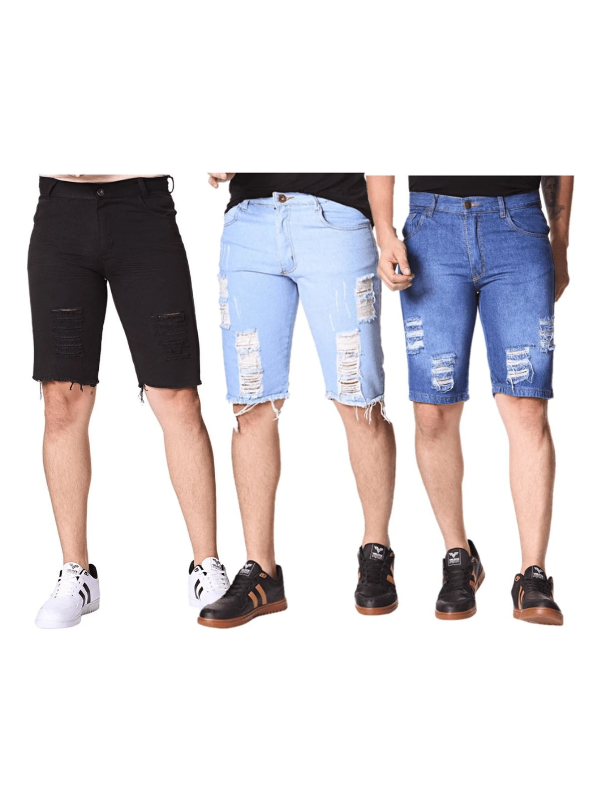 Compre 2 Leve 3 Bermudas Masculina Destroyed Skinny Ítalia