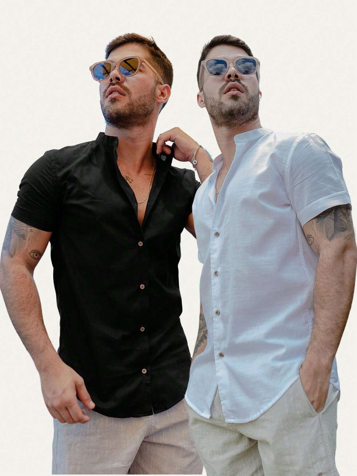 Compre 1 Leve 2 Camisas Masculinas Gola Padre em Linho Suedi Maximus