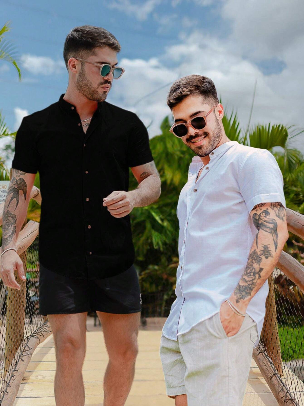 Compre 1 Leve 2 Camisas Masculinas Gola Padre em Linho Dudame