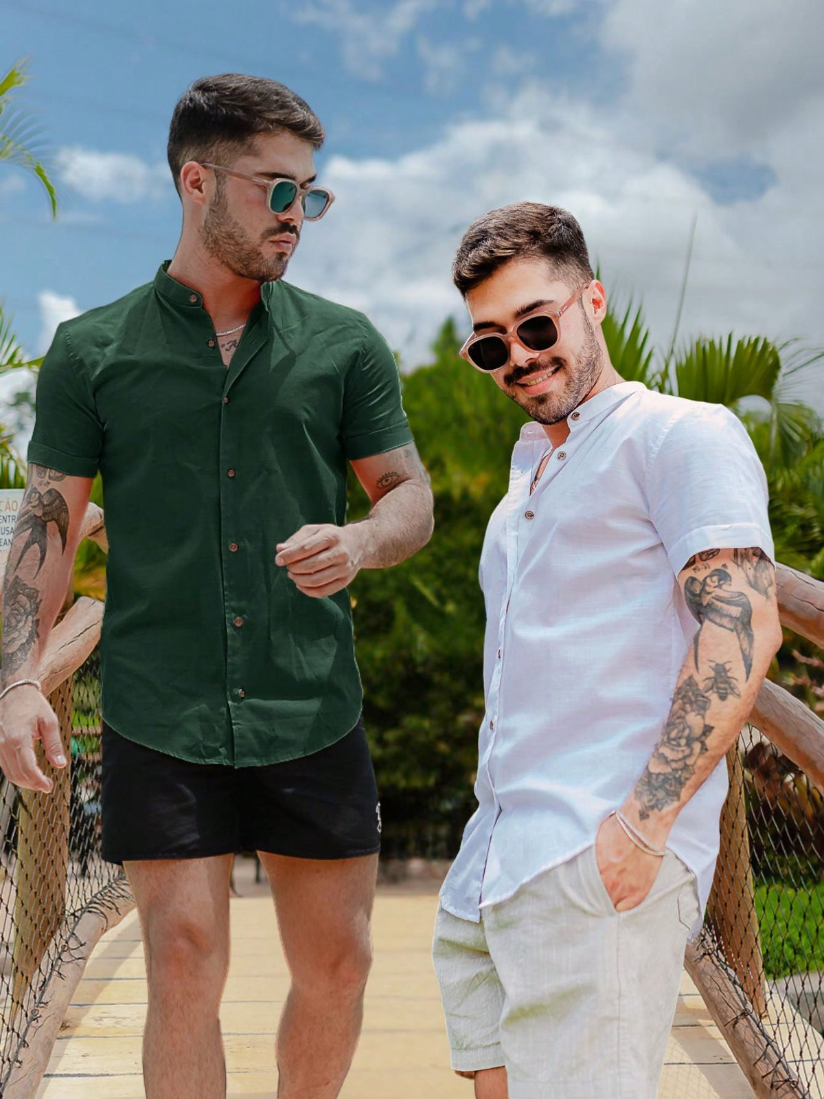 Compre 1 Leve 2 Camisas Masculinas Gola Padre em Linho Dudame