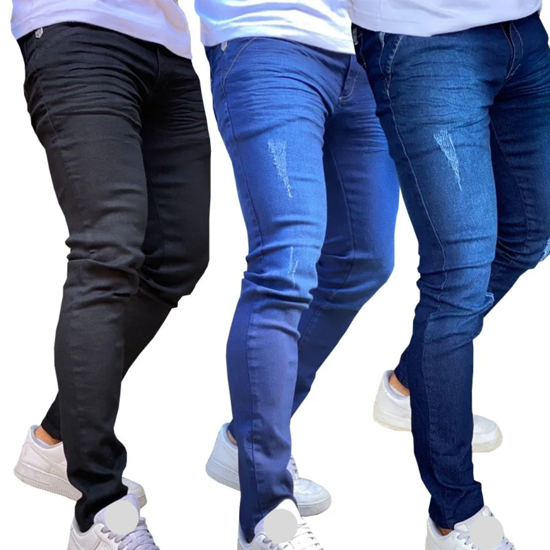 Compre 2 Leve 3 - Calça Jeans Masculina Skinny com Lycra (020511)