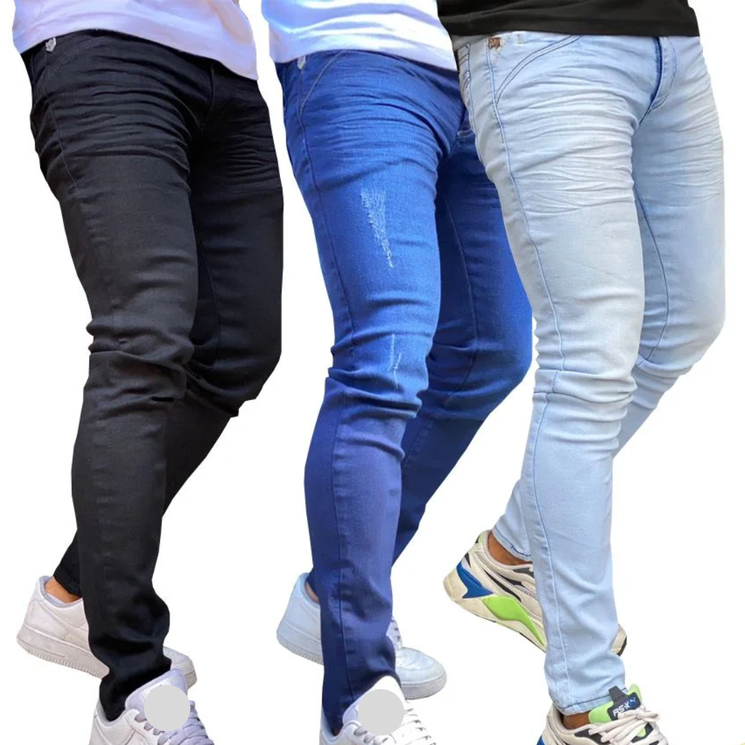 Compre 2 Leve 3 - Calça Jeans Masculina Skinny com Lycra (020509)