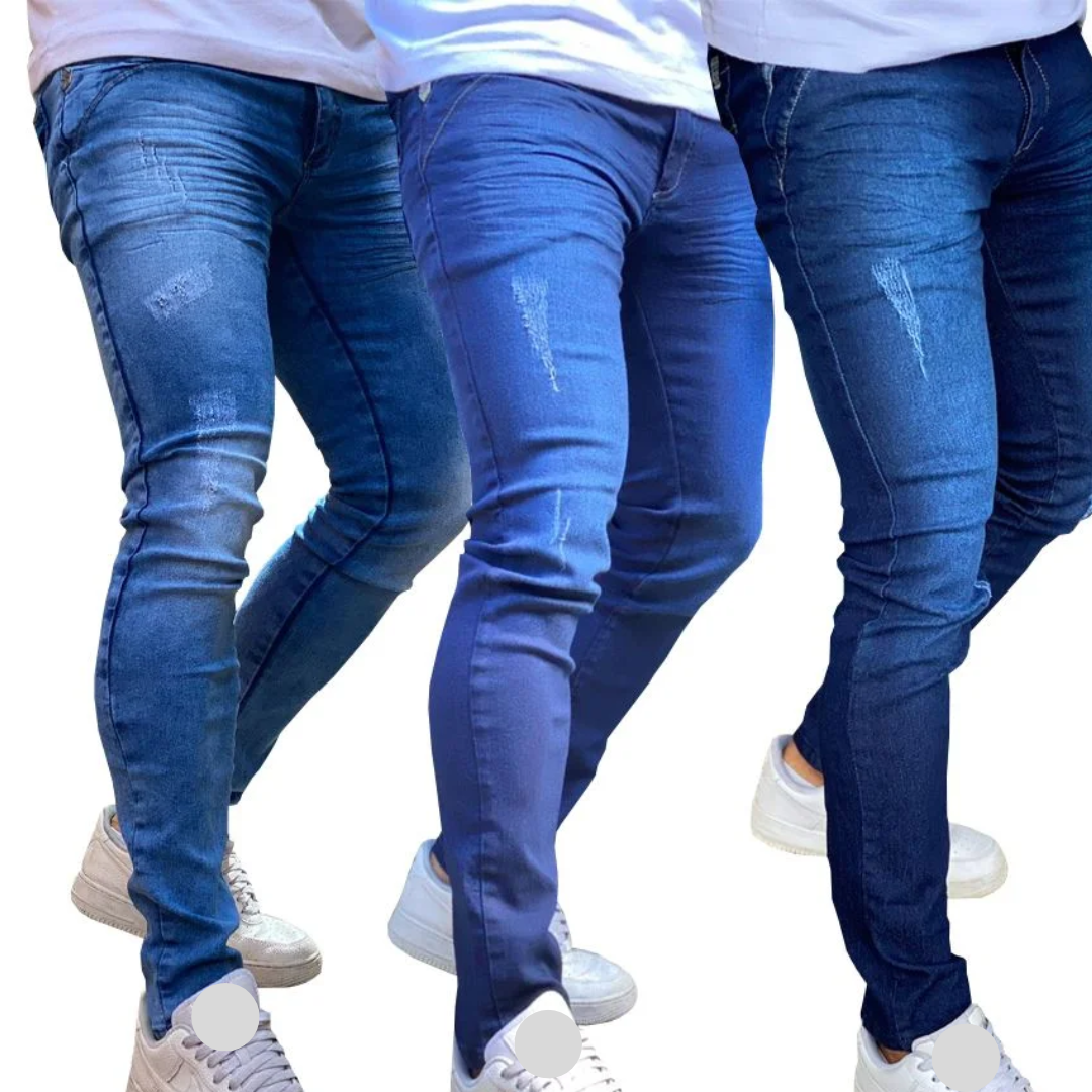 Compre 2 Leve 3 - Calça Jeans Masculina Skinny com Lycra (010511)